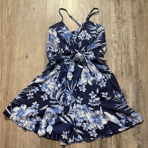 FAVLUX Blue and White Tie Front Resort Shorts